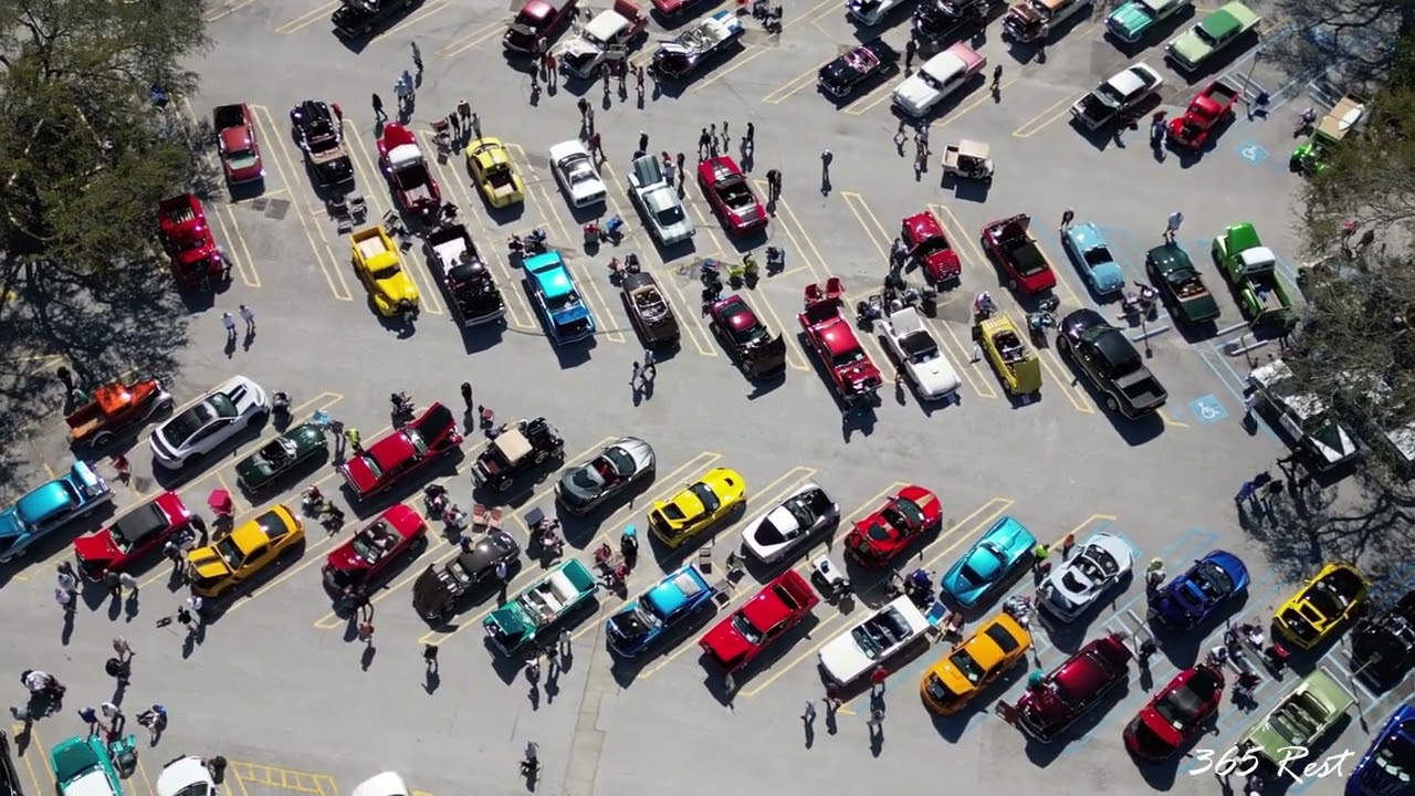 Cinematic Drone Footage Car Show
