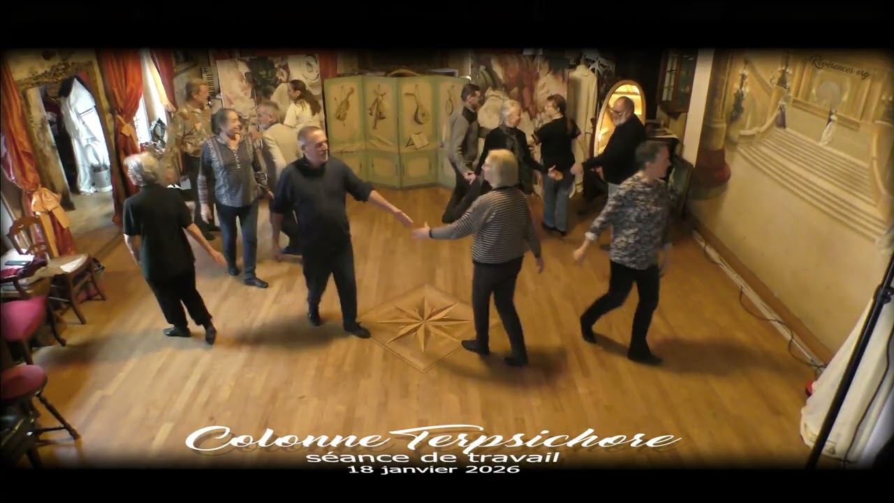 Colonne Terpsichore. Danse d'animation de bal XIX°. Séance de travail par la compagnie Révérences.