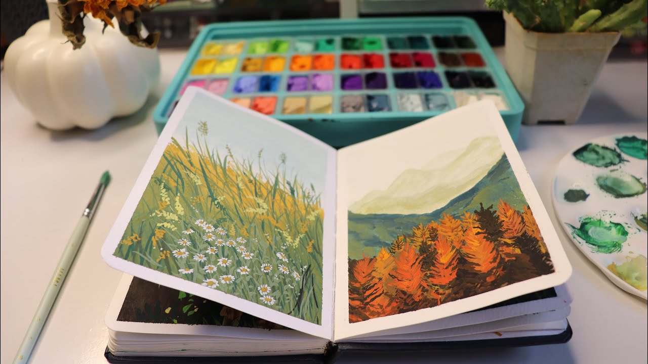 Easy For Beginners / HIMI Gouache painting / Autumn and Summer painting / Step by Step