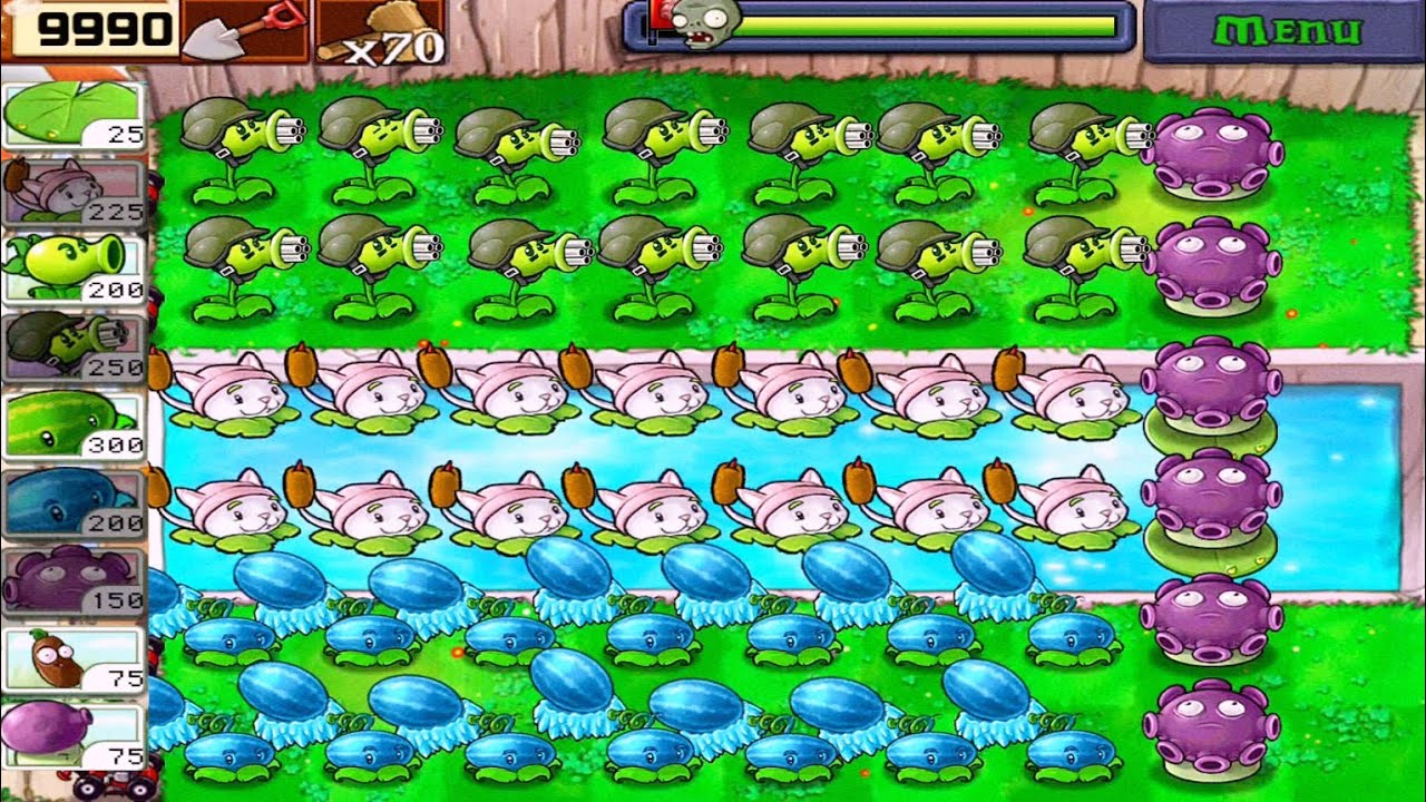 PLANTS VS ZOMBIES | GATLING PEA + CATTAIL + WINTER MELON VS ALL OUT ZOMBIES | FULL GAMEPLAY HD