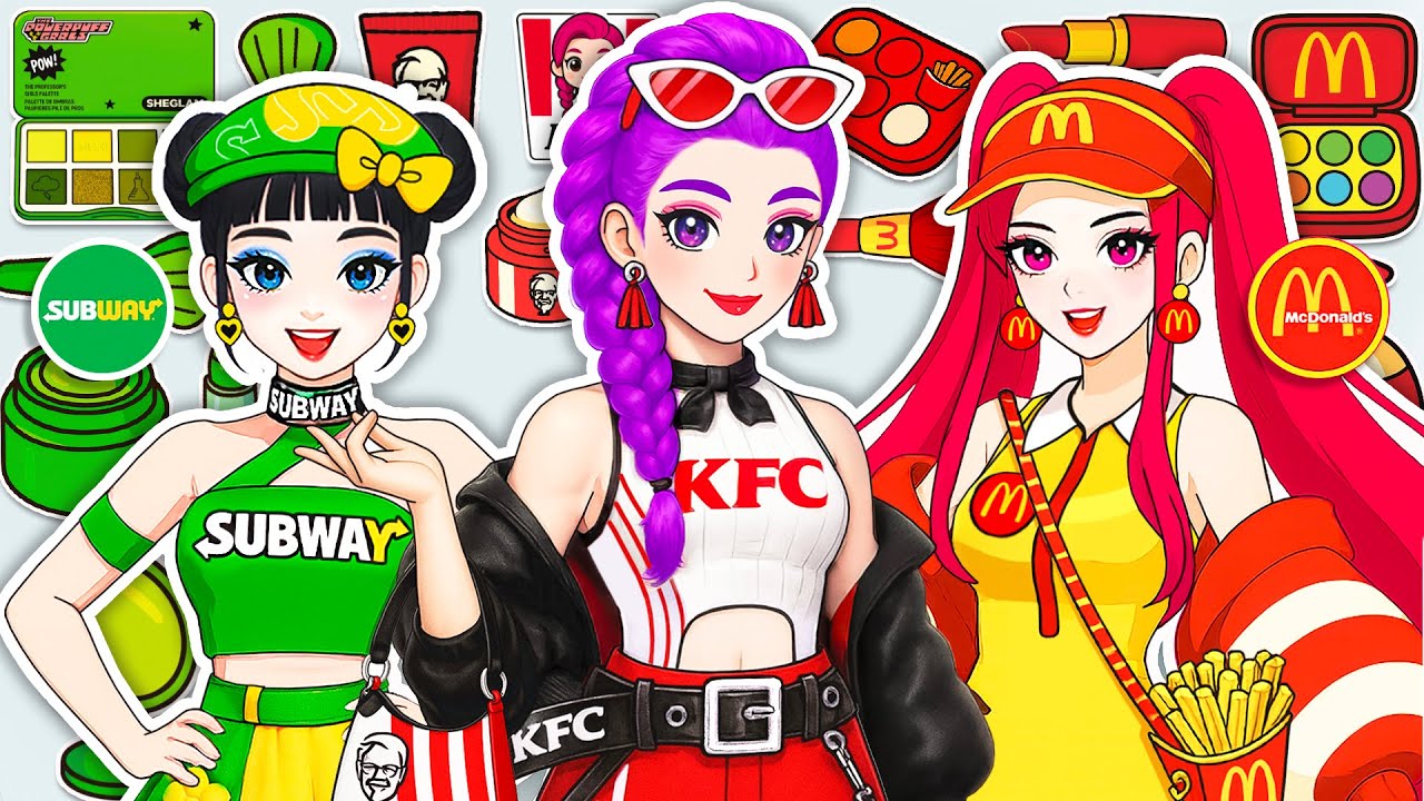 Paper Dolls DIY💖KPOP DEMON HUNTERS: Huntrix Glow Up Into Fast Food Fashion Makeup Blind Bag Unboxing