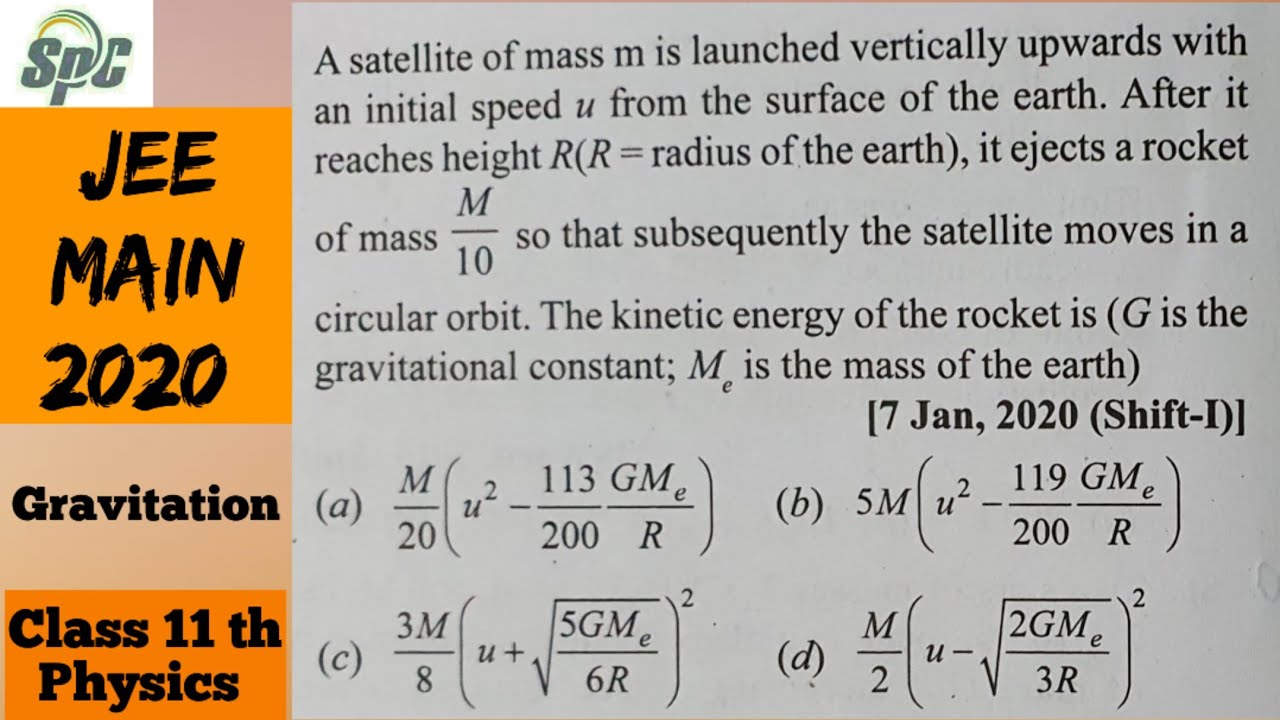 A satellite of mass m is launched vertically upwards with an initial speed u from the surface of the