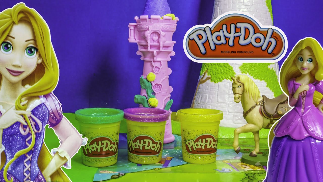 Playing with the Play Doh Princess Rapunzel Tower Playset