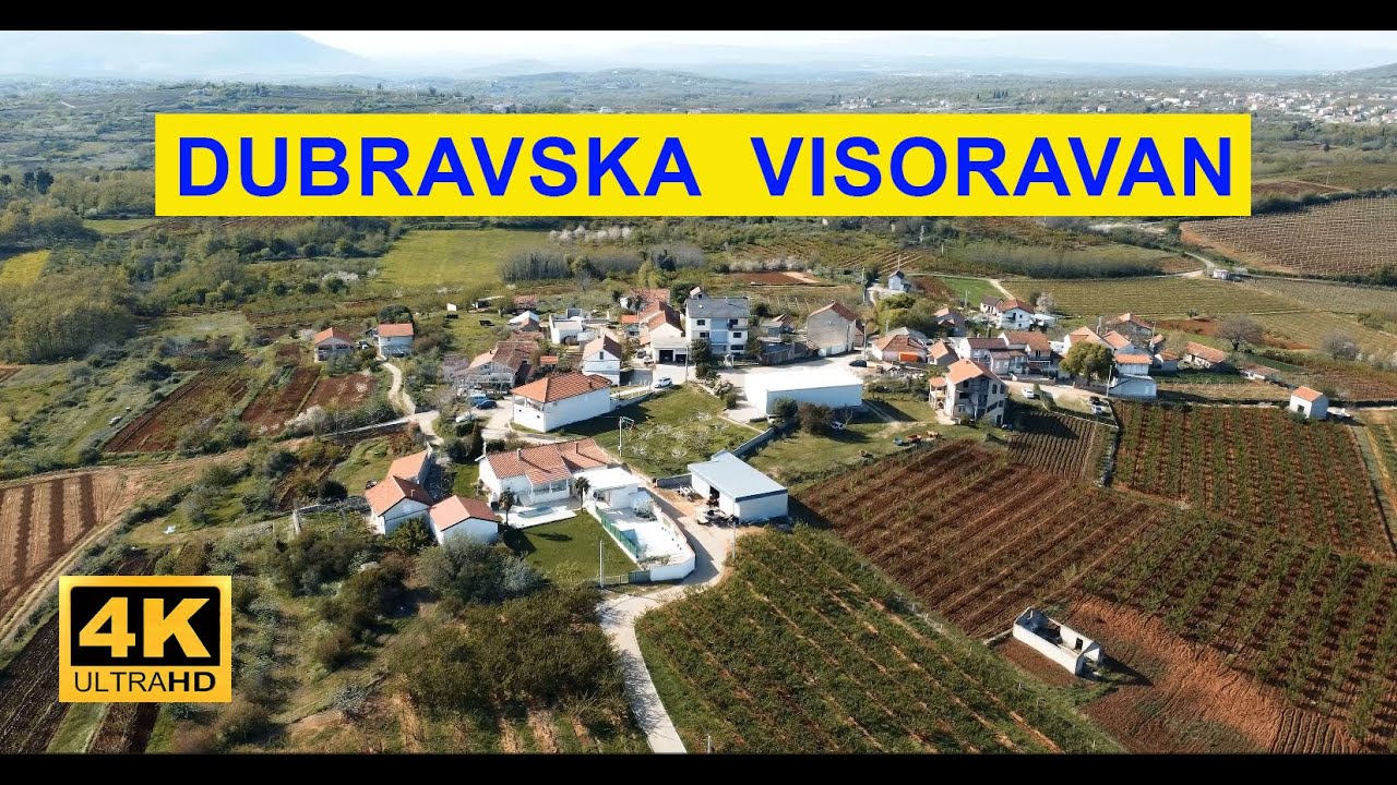 Dubravska visoravan. Selo Prenj i Opličići kod Čapljine. 4K dron.