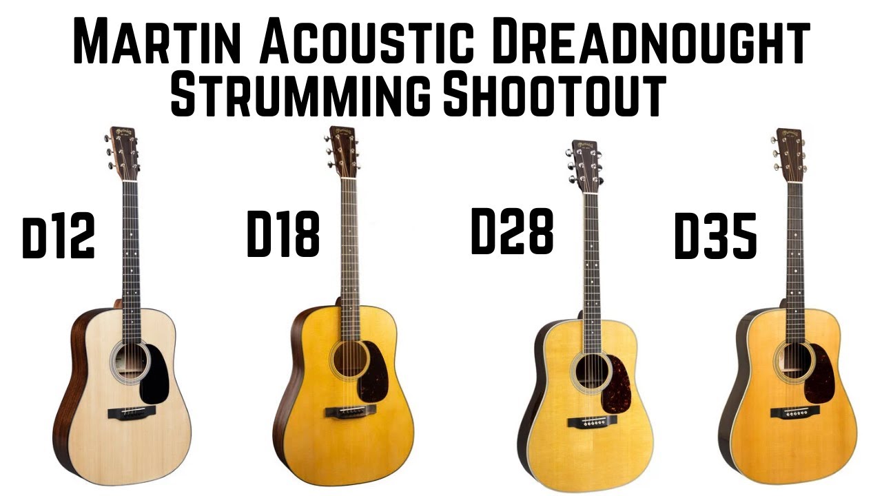 Martin Acoustic Dreadnought Comparison (Strumming): D12, D18, D28, D35 Standard