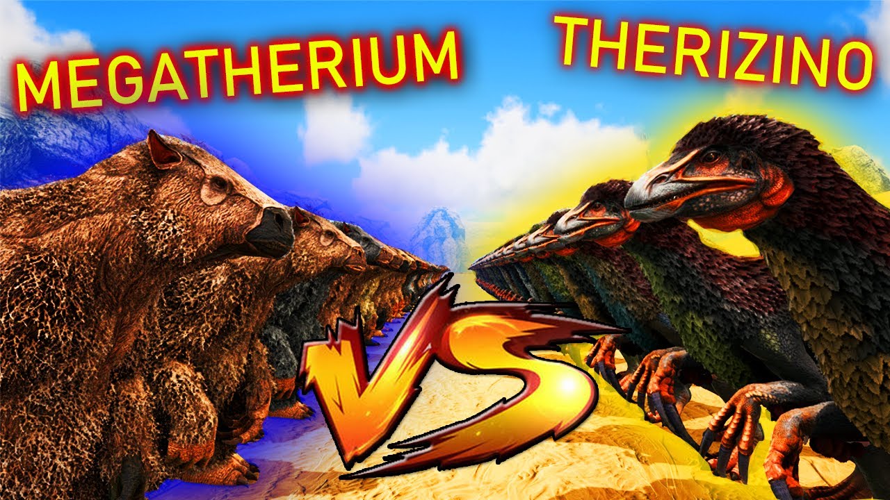 50 MEGATHERIUMS VS 35 THERIZINOSAURS | Ark Battles | Thyrulous