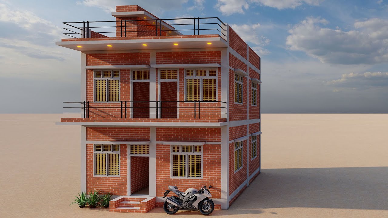 गांव में दो मंजिल का सबसे अच्छा आपका घर,सबसे शानदार चार कमरे का मकान ,3D House Map