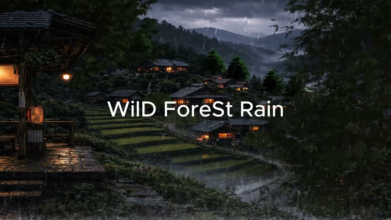 Relaxing ASMR Rain Sounds Tranquil Japanese Countryside with Rice Fields for Sleep & Insomnia Relief