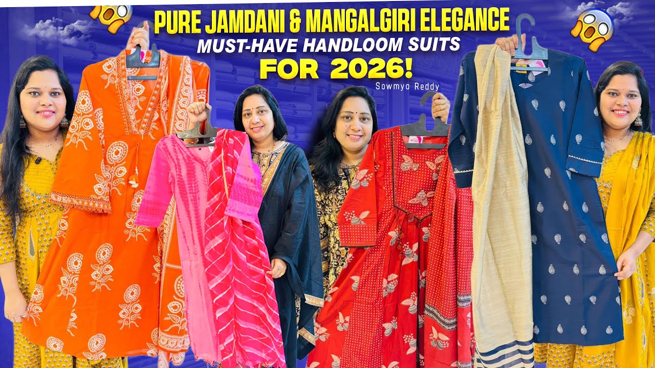 Must-Have Handloom Suits for 2026! ✨ Pure Jamdani & Mangalgiri Elegance