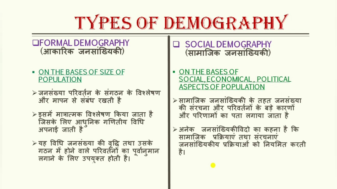 Chapter 2 Demography of Indian Society (Types of demography) part -2