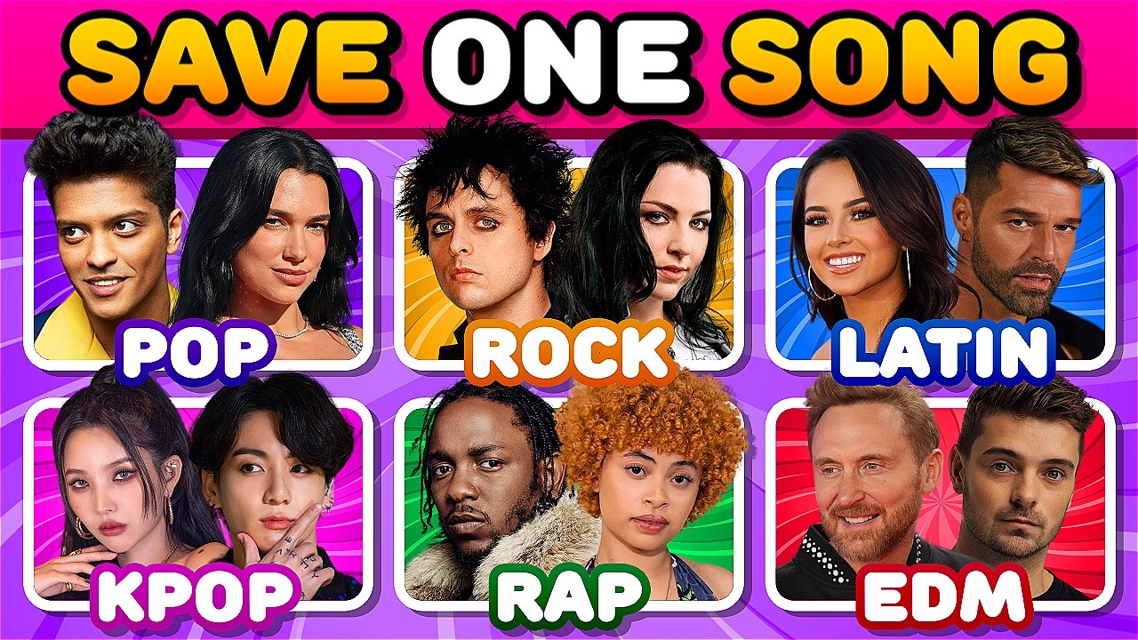 POP vs ROCK vs LATIN vs KPOP vs RAP vs EDM 🔥 Epic 6-Genre Battle | Save One Song #2