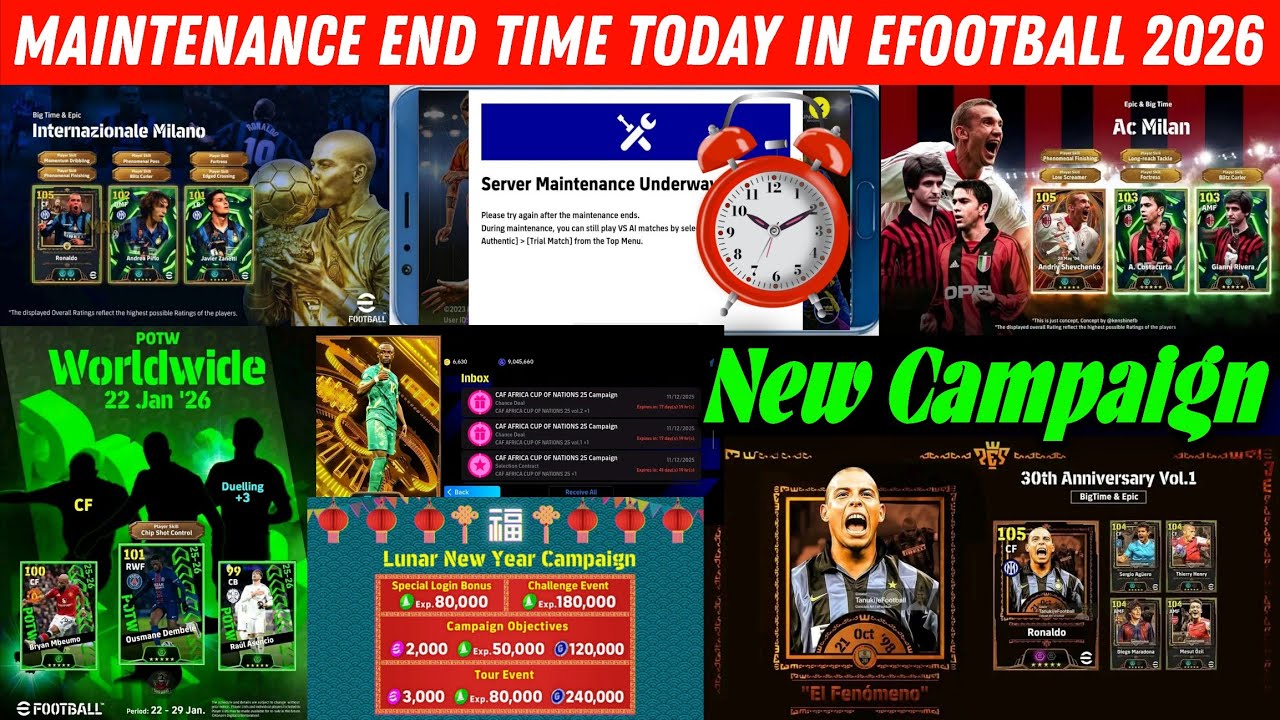 Maintenance End Time Today in eFootball 2026 | Pes Server Maintenance | When will Maintenance End?