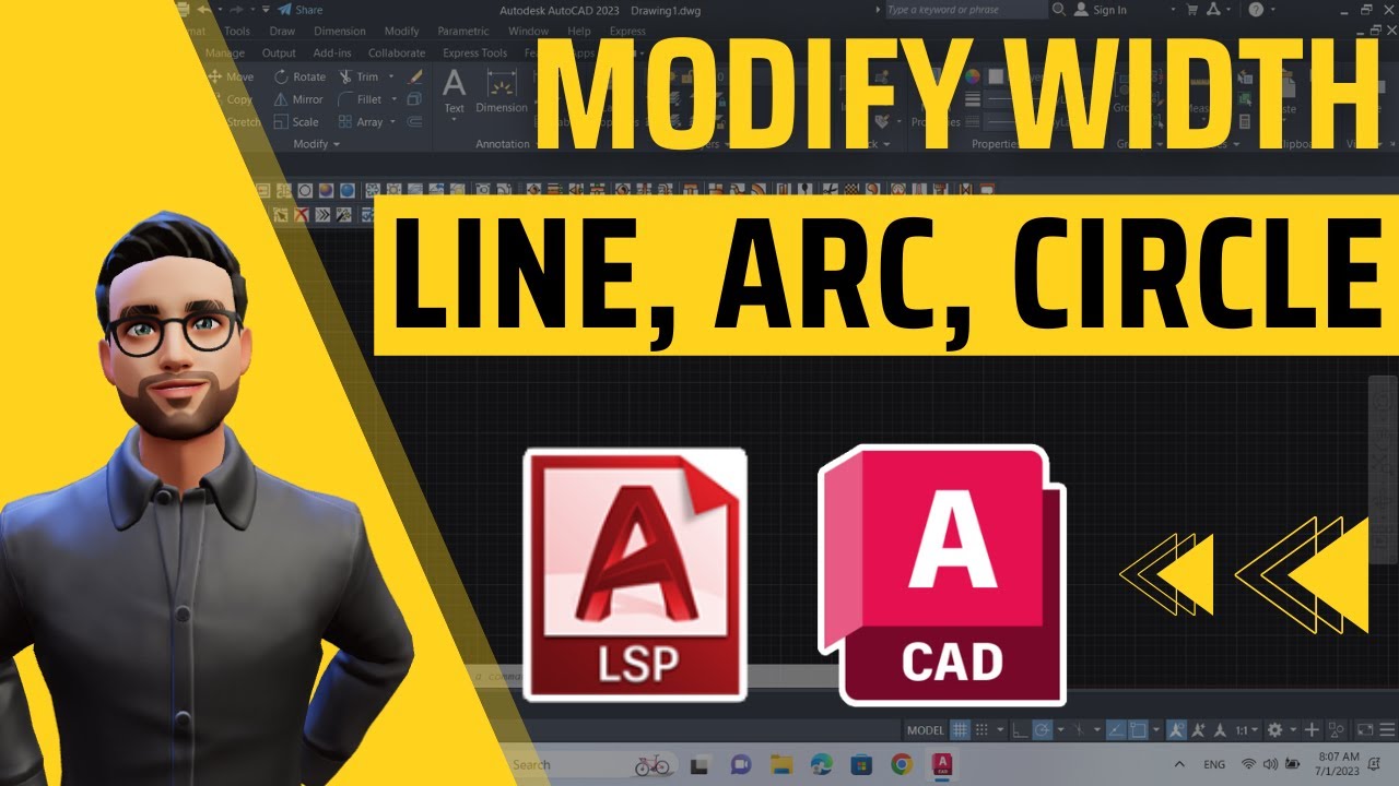 How to easily modify Line, Arc, and Circle width in AutoCAD 2023 using an AutoCAD Lisp