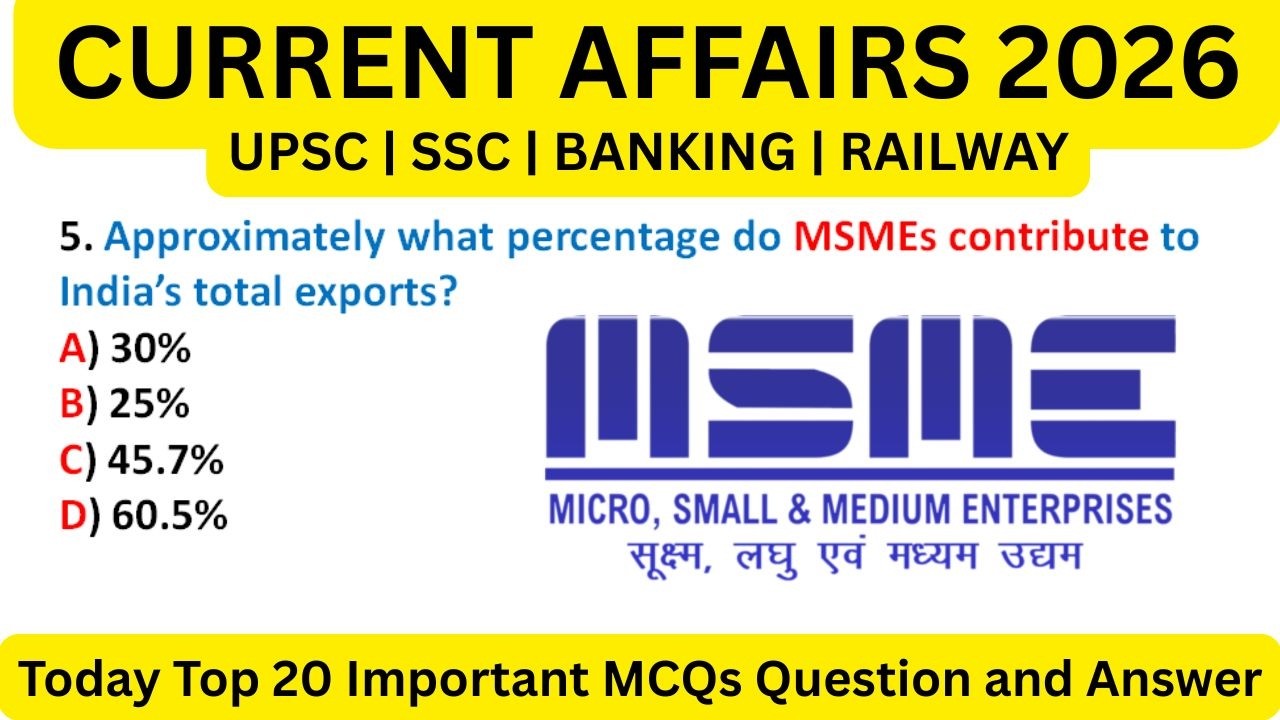 Mock test | Current Affairs 2026 MCQs | UPSC | SSC | BANKING | RAILWAY | For All Competitive Exams