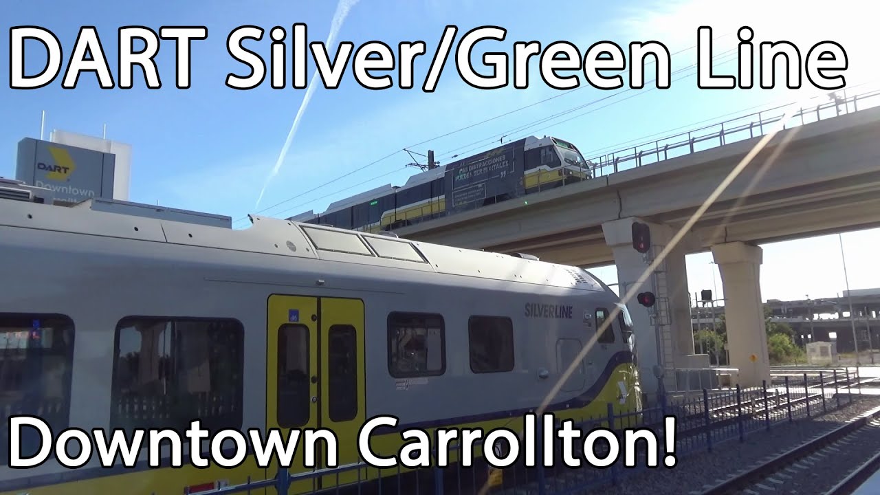 DART Silver and Green Line Trains at Downtown Carrollton Station