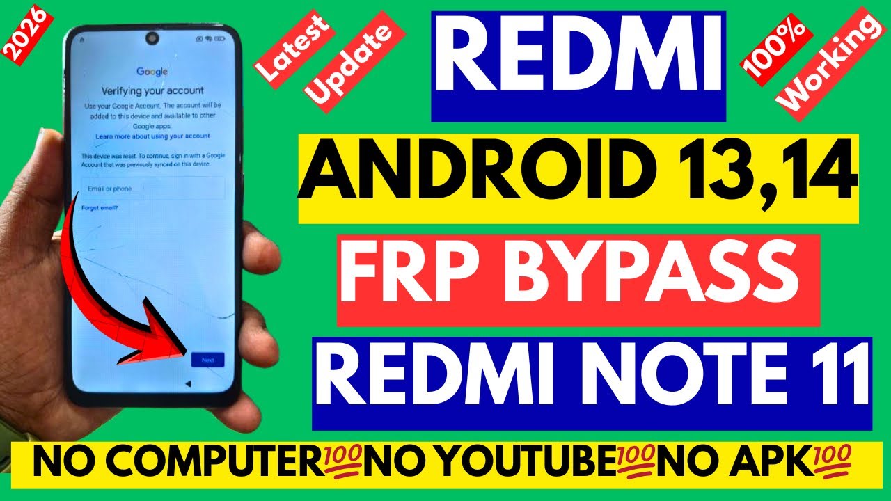 Redmi Note 11 FRP BYPASS 2026 || REDMI ANDROID VERSION 13, 14 FRP BYPASS 2026 #NOTE11FRP