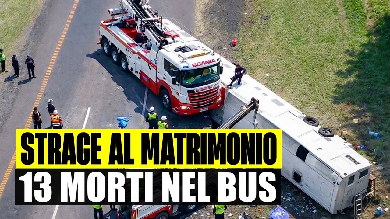 STRAGE AL MATRIMONIO: BUS PIENO DI INVITATI ESCE DI STRADA. CI SONO 13 MORTI E 34 FERITI