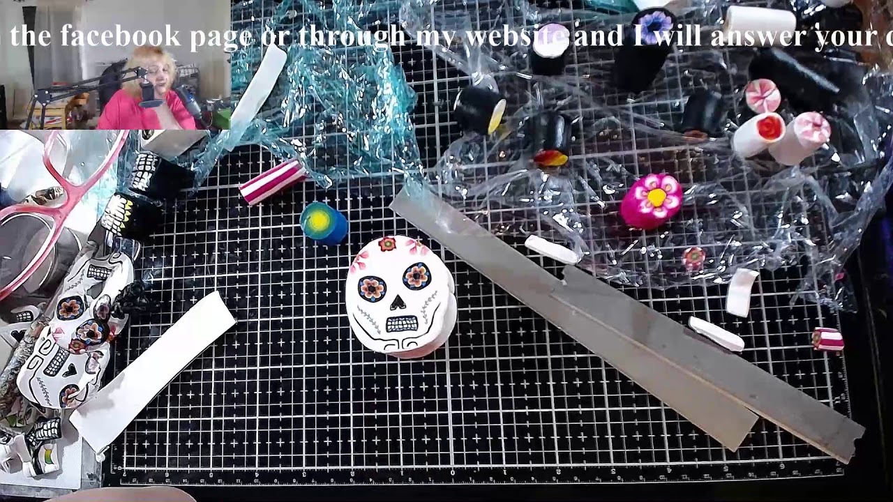 Putting together the sugar skull cane 634