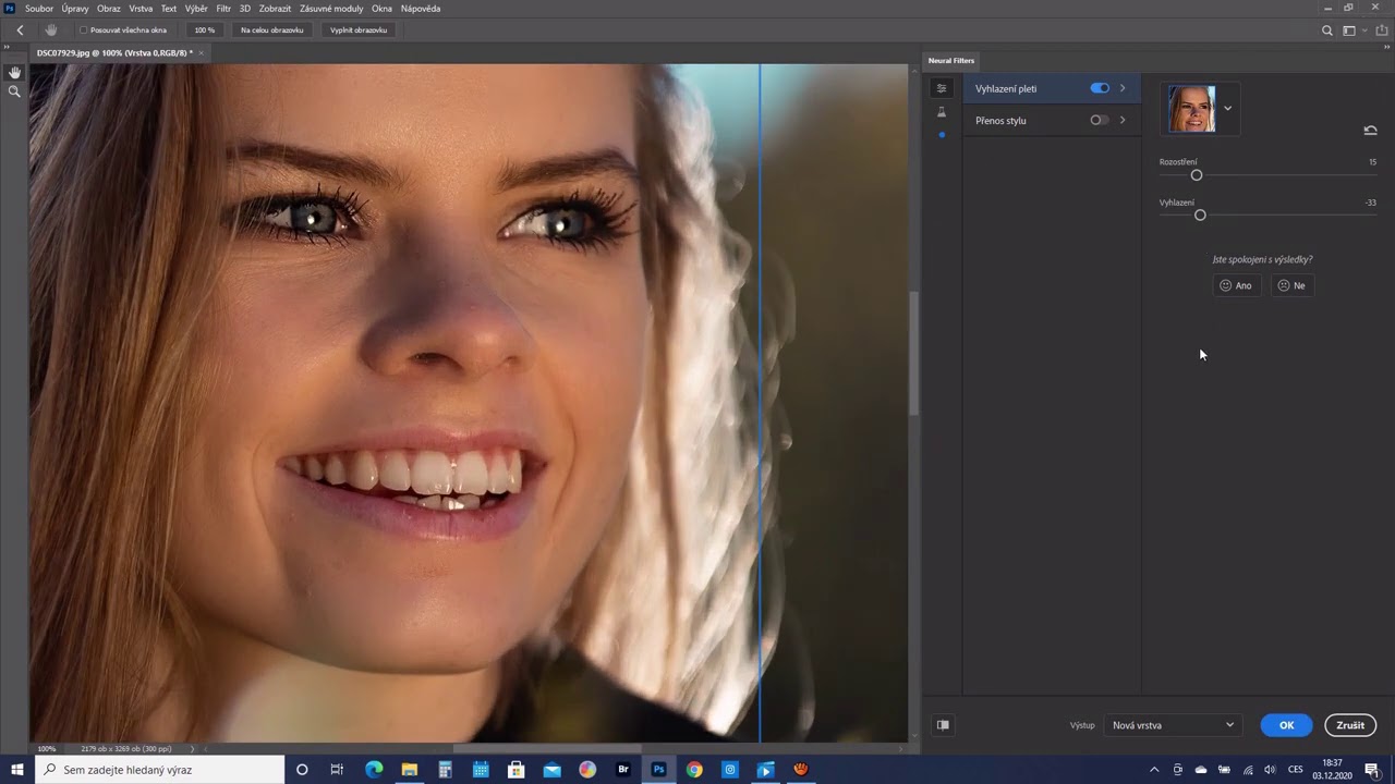 Rychlé vyhlazení pleti  - nový filtr ve Photoshopu - Photoshop tutorial