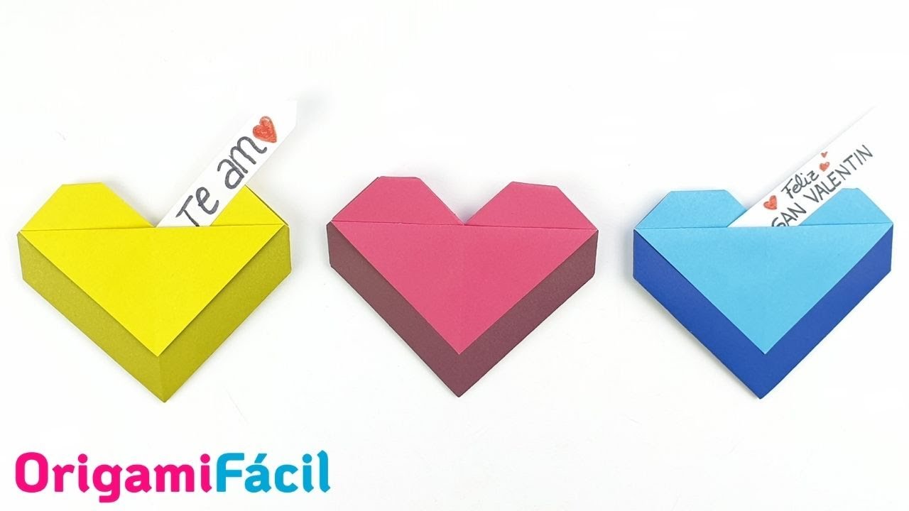 Corazón de papel en origami con bolsillo secreto