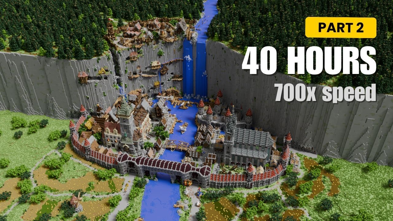40 Hour Minecraft Timelapse | Have You Seen a Waterfall City THIS Detailed? (700x speed) [Part 2]