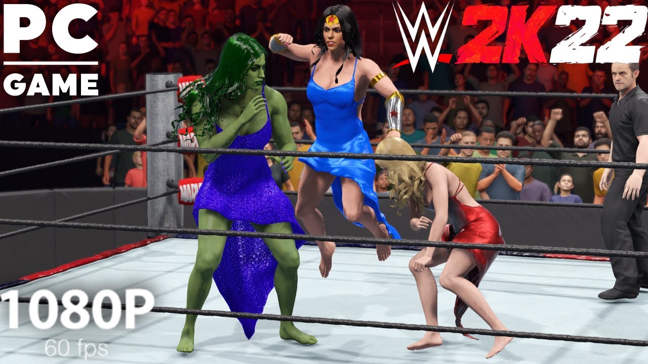 WWE 2K22 Чудо-женщина против Супергёрл против Женщины-Халка! - Матч в официальной форме [60 FPS PC]