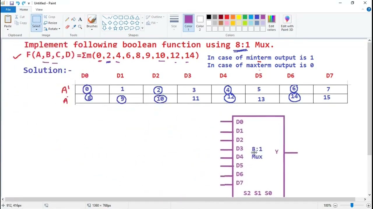 Implement Boolean Function using Mux Use Mux with fewer Input lines than required