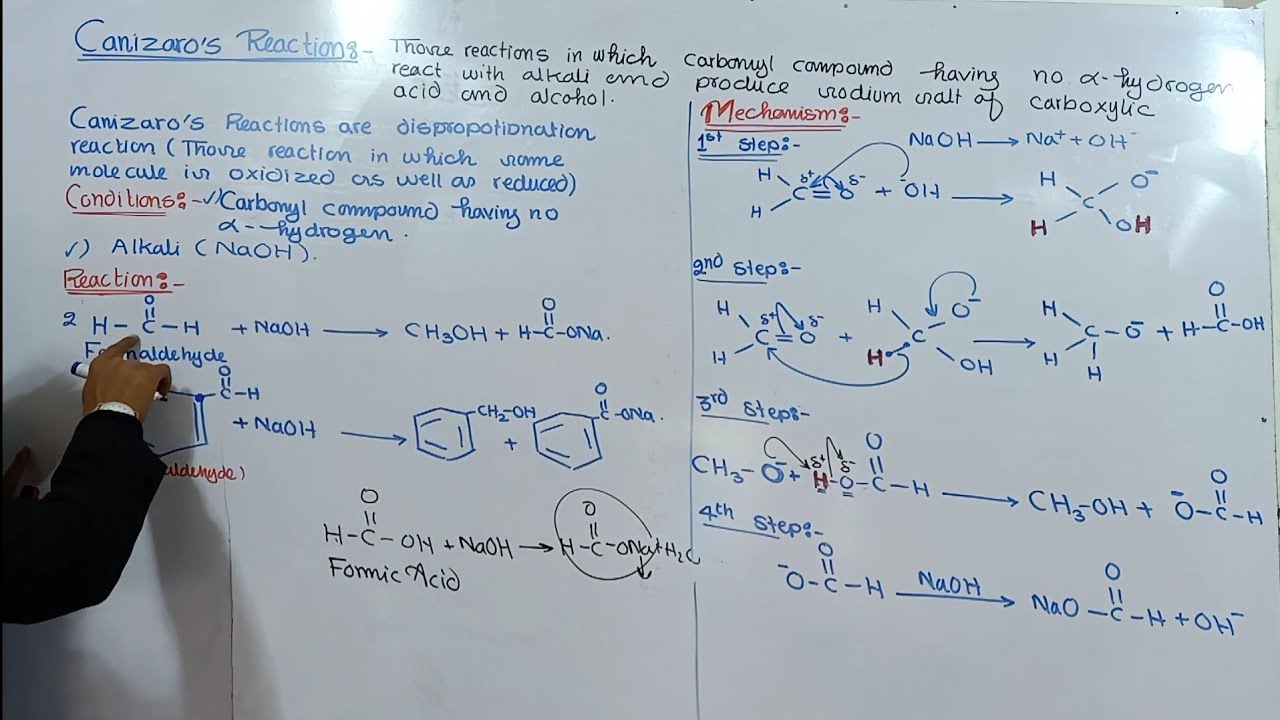 Cannizzaro reaction | Reactions and mechanism of Cannizzaro reaction | 12th class chemistry | ch#12
