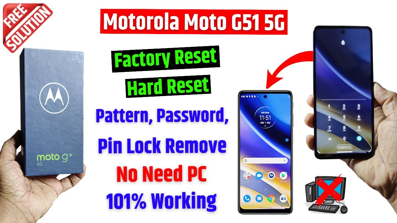 Motorola G51 unlock without computer | Moto G51 Factory Reset & Remove all type screen lock