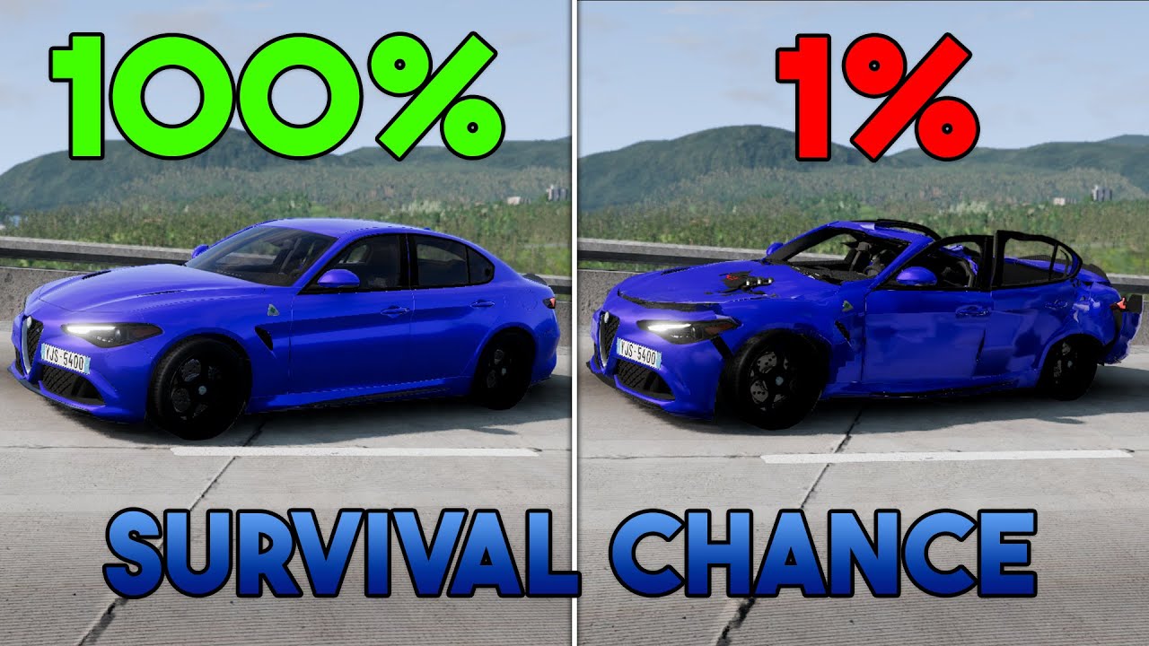 BeamNG.drive Survival Chance Test (With Dummies) | Realistic Crashes #7