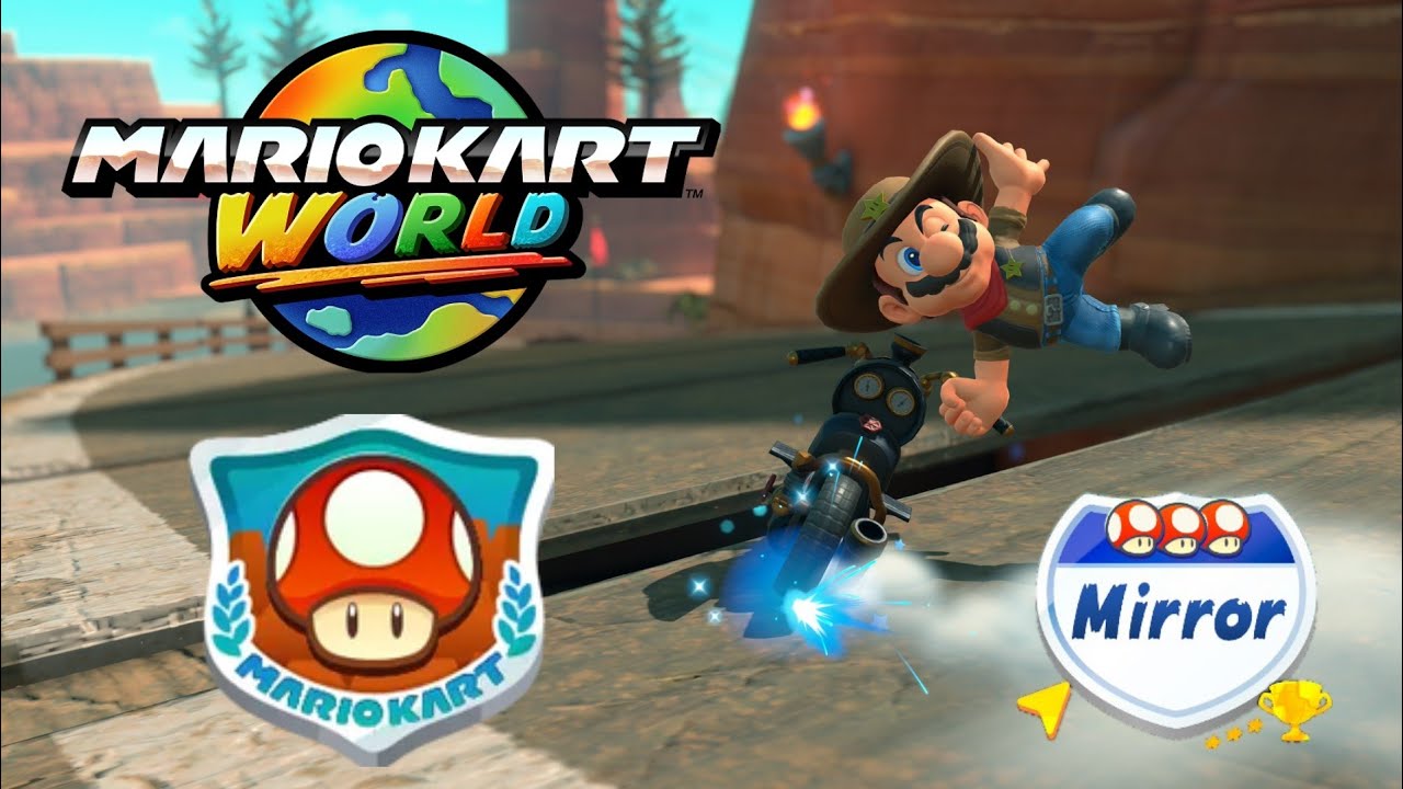 Mario Kart World - Mushroom Cup (Mirror) Walkthrough as Mario (Cowboy) 60fps