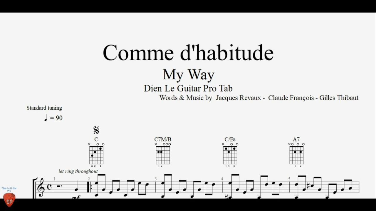 Comme d'habitude (My Way) - Guitar Tutorial + TAB