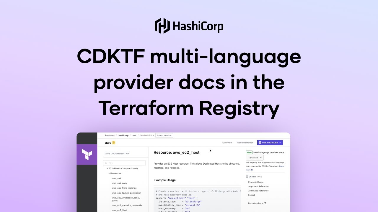 CDKTF multi-language provider docs in the Terraform Registry