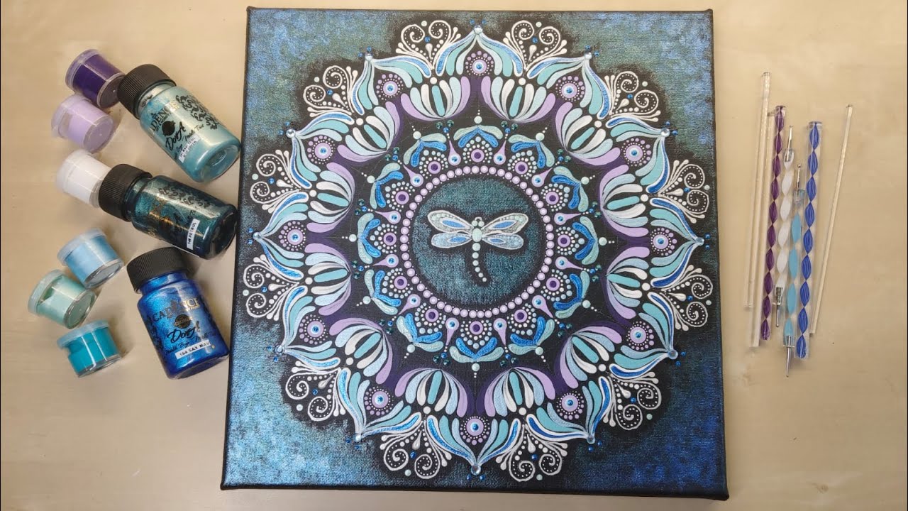 DRAGONFLY Dot Mandala | Time-lapse |  How to paint | Paintings with a Story | Step by Step |#61