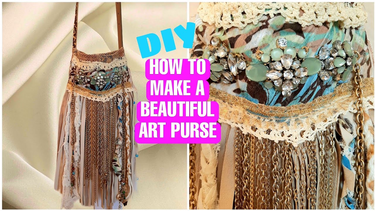 How To Make a Fabric & Leather Fringe Art Bag From Thrift Store Items