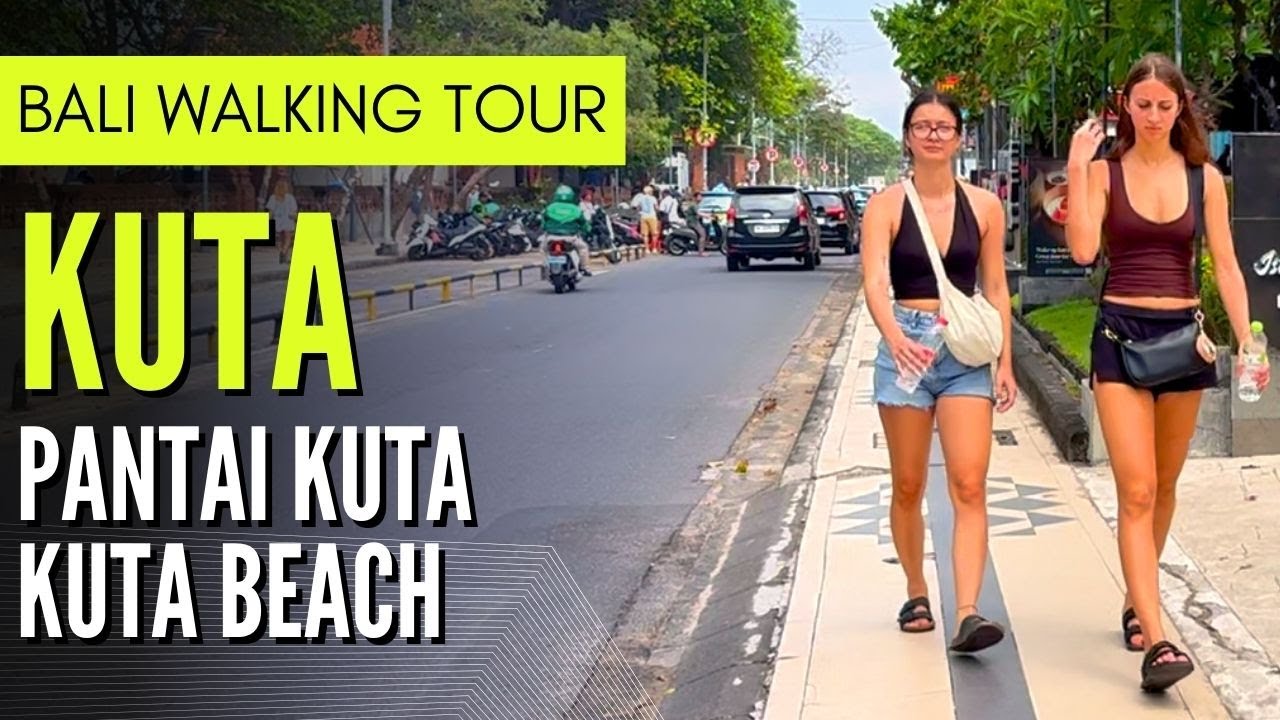 Bali Walking Tour 🇮🇩 | Kuta Beach Walk 🌴 Pantai Kuta Street to Kuta Beach | Real Bali Experience