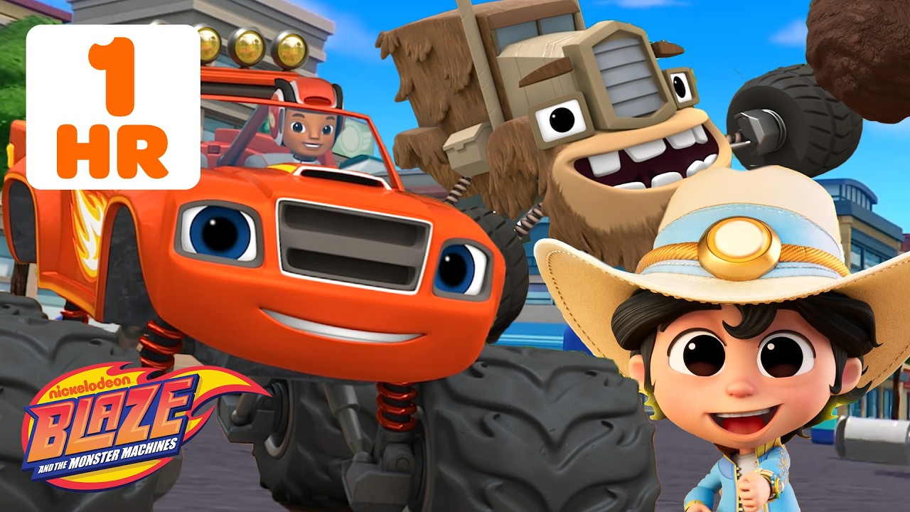 Blaze & Kid Cowboy's Mud Rescues & Races! w/ Gasquatch | 60 Minutes | Blaze and the Monster Machines
