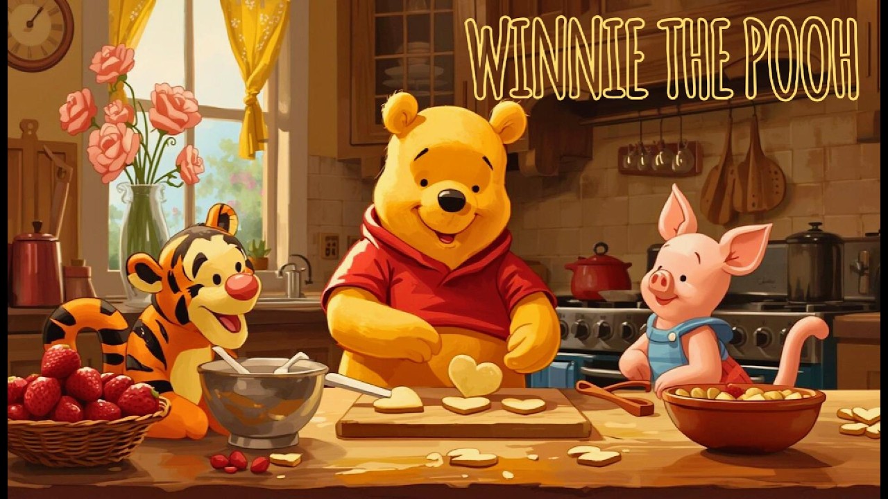 Winnie the Pooh, Tigger & Piglet Valentine’s Day Baking Scene 💕 Cozy Storybook Music Ambience