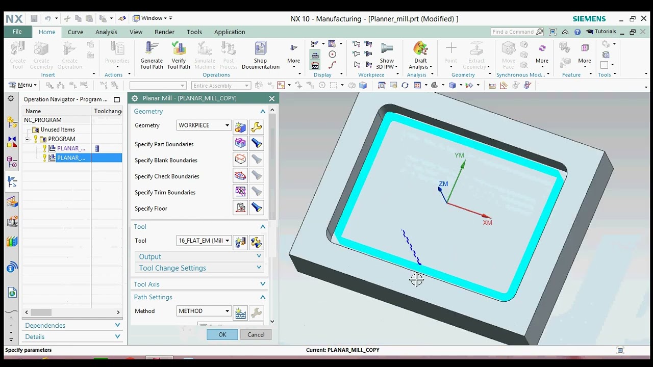 Planner mill in nx cam