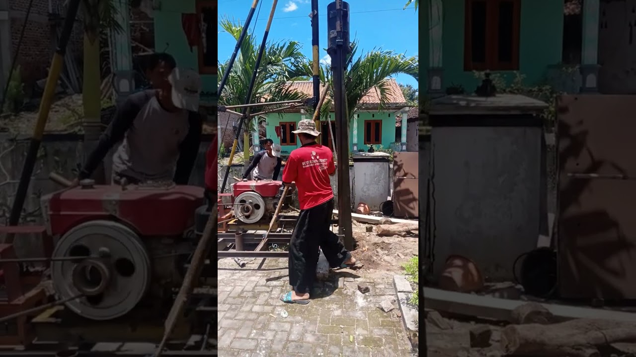 ujicoba winch pancang mini karya sendiri.  beton gagal produksi.  pecah sebelum masuk.