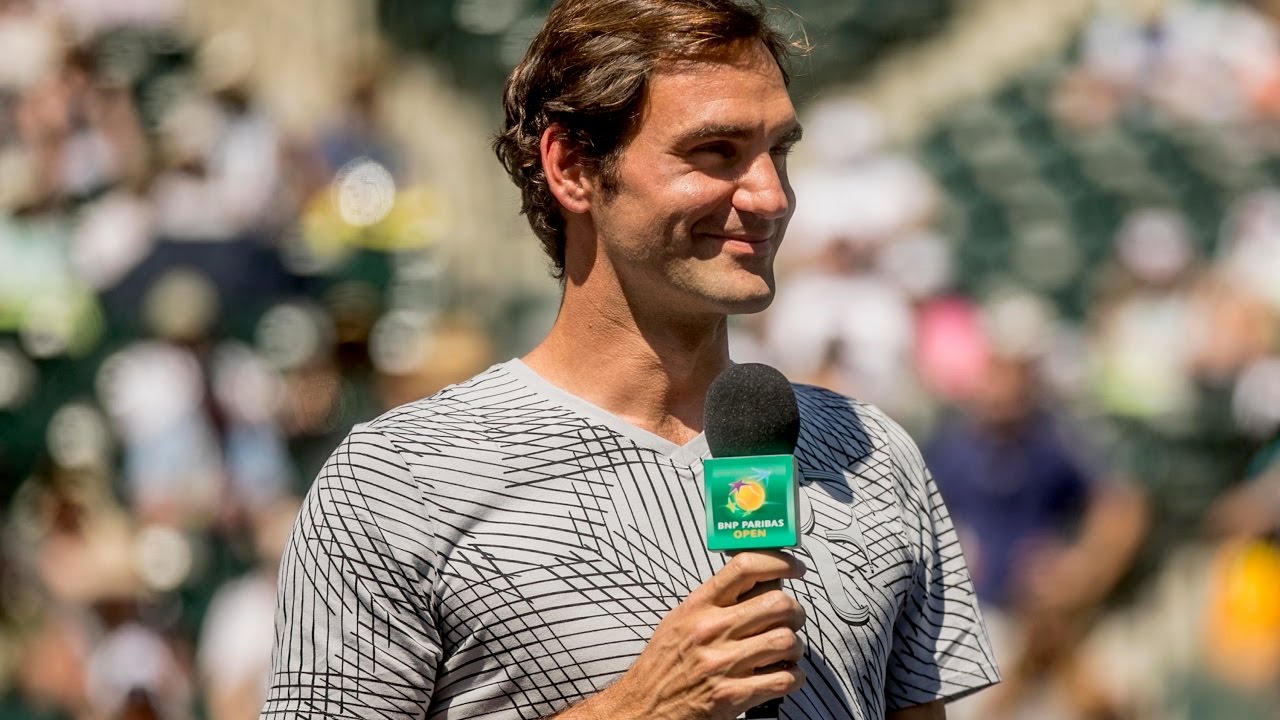 BNP Paribas Open 2017: Federer Speaks to Fans After Walkover
