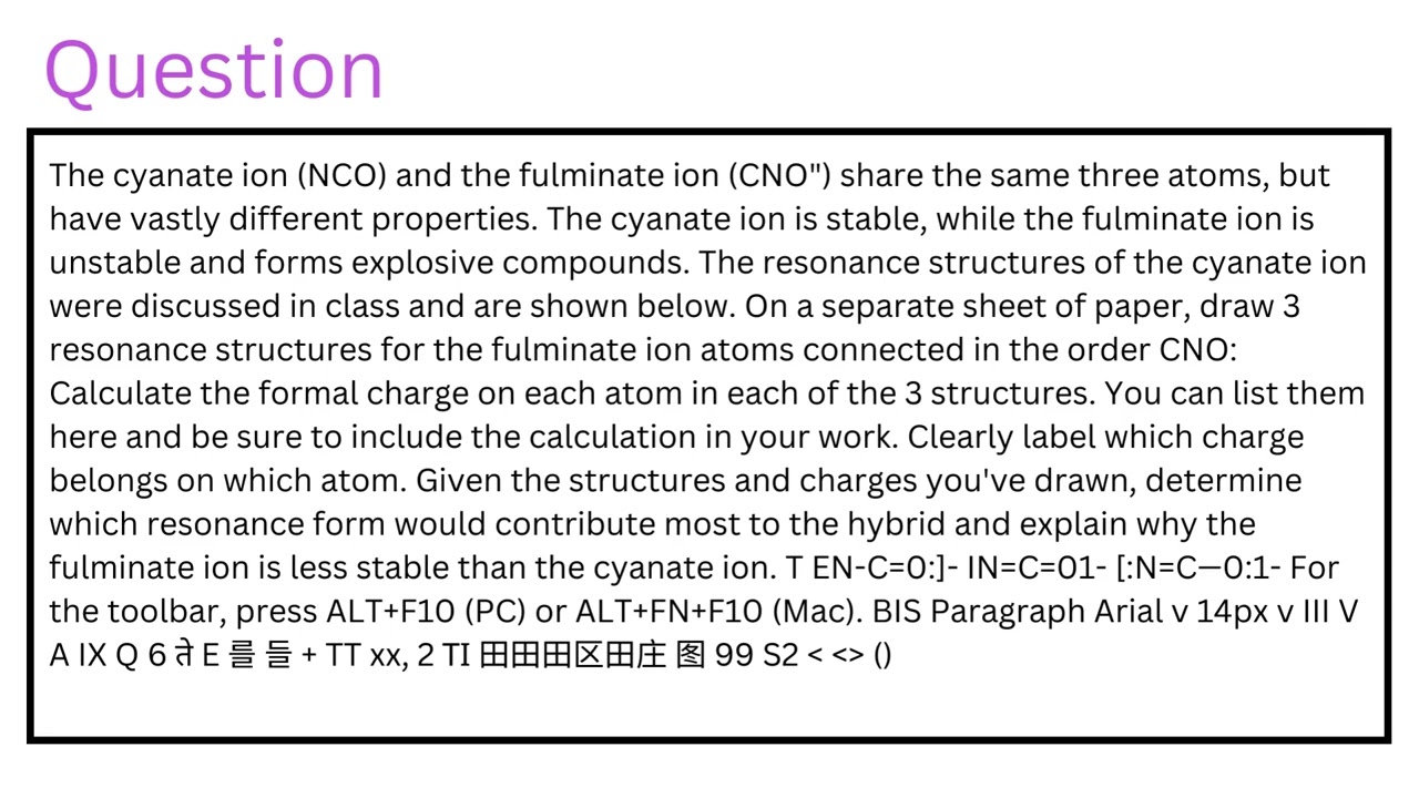 The cyanate ion (NCO) and the fulminate ion (CNO