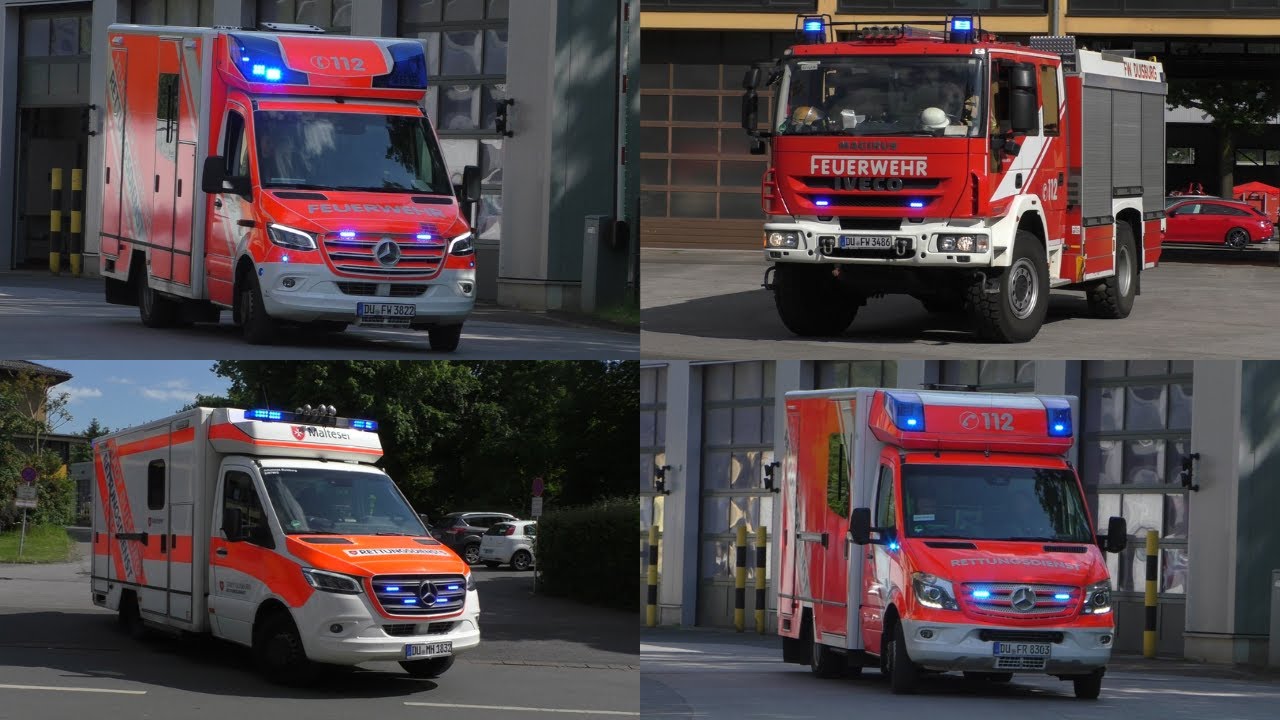 🇩🇪 [Durchsage | Pressluft] Einsatzfahrten der Rettungsdienst & Feuerwehr Wache 3 Duisburg!
