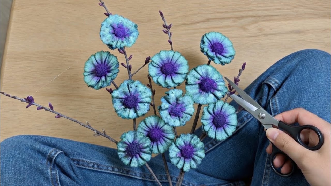 Old jeans to Spring Blossom 🌸 🍀🌺EASY STEP BY STEP TUTORIAL FOR BEGINNERS 