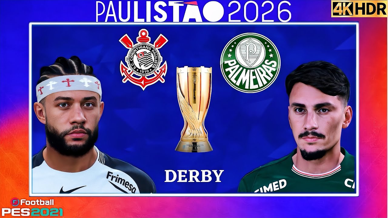 Corinthians vs Palmeiras | Paulistão 2026 | Derby Insano | Simulação PC 4K Ultra HD (60 FPS).