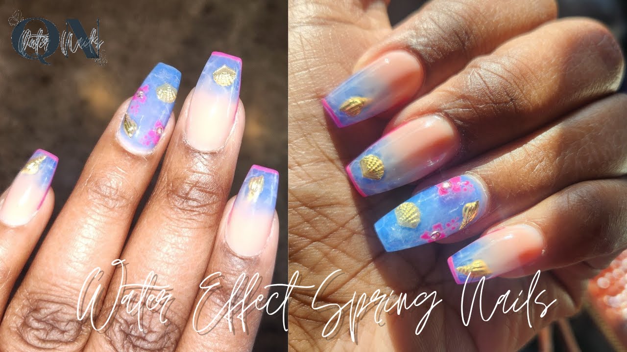 Polygel | Spring Water Effect Nails #q'utienails