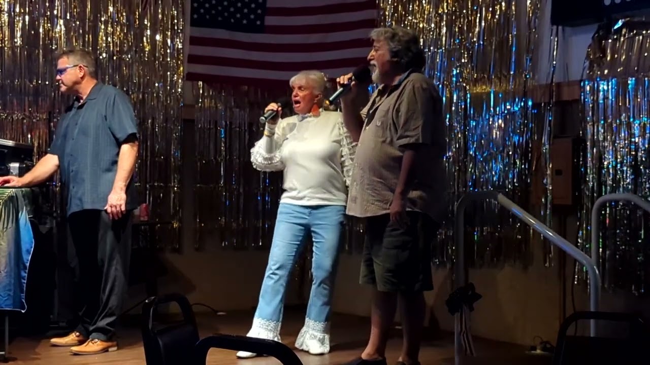 Stumblin In and Country Roads.  Karaoke. Mary and Larry Perform.