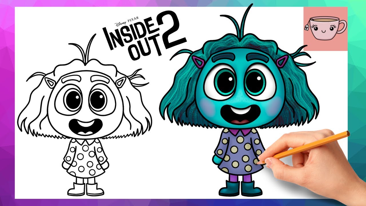Как нарисовать Зависть из мультфильма «Головоломка 2» | Disney Pixar | Милое и простое пошаговое ...