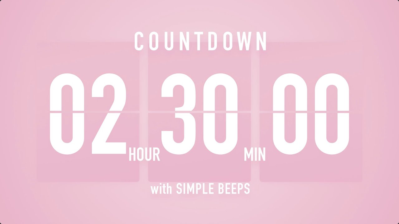 2 Hour 30 Minute Countdown Timer 🌸 Flip Clock with Simple Beeps 🔔