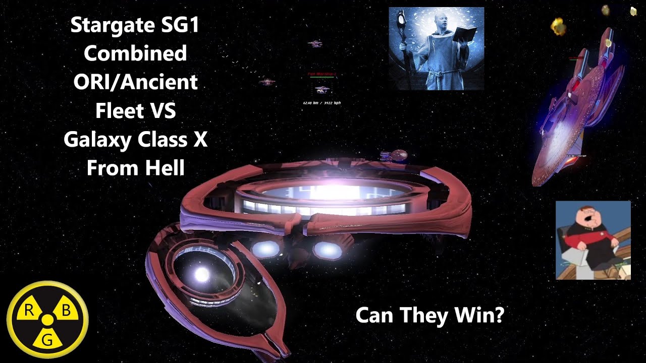 Stargate SG1 Ori & Ancient Fleet VS Galaxy Class X From Hell | Star Trek Ship Battle | Retro Badger